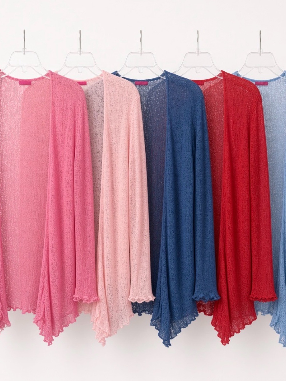 Shu-Shi Lightweight Knit Open Cardigans Lot of 5 Colors L